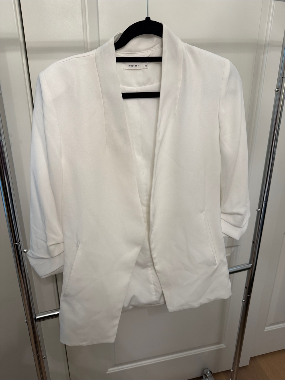 White Open-Front Blazer Jacket